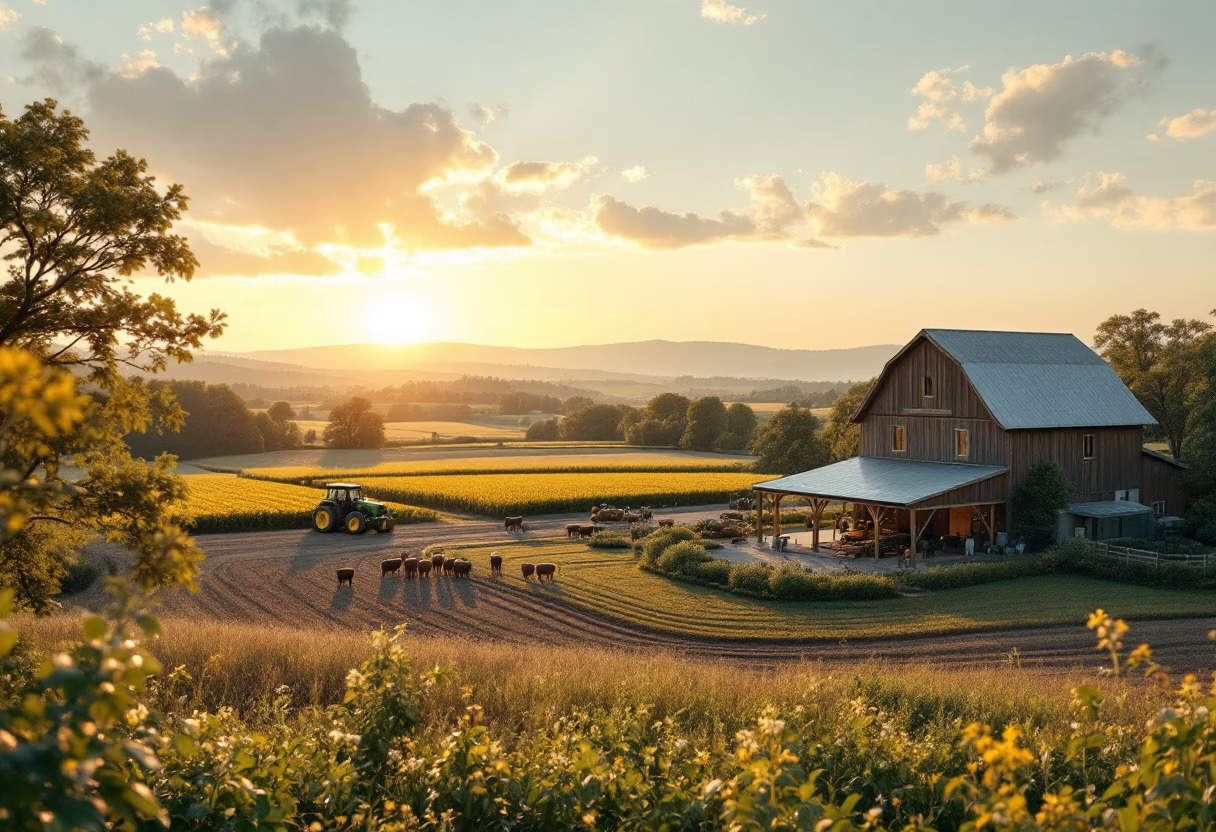 image of vibrant game scene in a rustic mobile farm simulation